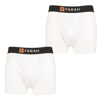 Farah 2 Pack Plain Cotton Keyhole Trunks Mens - White