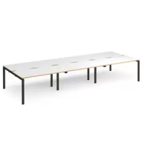 Bench Desk 6 Person Rectangular Desks 4200mm White/Oak Tops With Black Frames 1600mm Depth Adapt