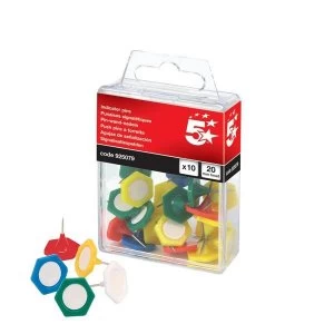 5 Star 20mm Indicator Pins Head Assorted Pack of 10