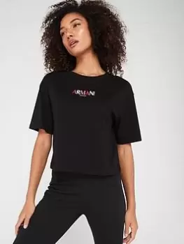 Armani Exchange Colour Logo Boxy Tee - Black Size M Women