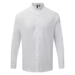 Premier Adults Unisex Long Sleeve Grandad Shirt (S) (White)