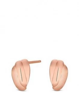 Simply Silver 14Ct Rose Gold Plated Sterling Silver Polished Mini Ridge Bead Stud Earrings