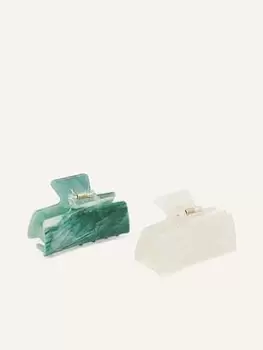 Accessorize Pearlescent Claw Clips Set Of Two, Green, Women