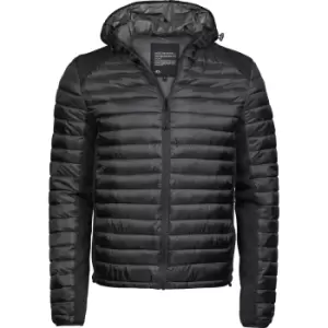 Tee Jays Mens Crossover Hooded Padded Outdoor Jacket (S) (Black Melange)