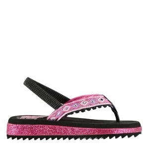Skechers Twinkle Toes Girls Flip Flops - Black/Hot Pink