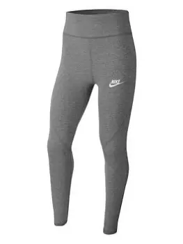 Nike Girls NSW Favorites GX High Waist Legging - Grey/White, Size M
