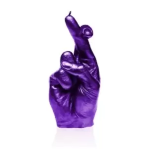 Hand CRS Fingers Crossed Candle &ndash; Violet Metallic