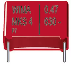 MKS thin film capacitor Radial lead 0.047 uF 63 Vdc 10 5mm L x W x H 7.2 x 2.5 x 6.5mm Wima MKS 2 0047uF 10 63V
