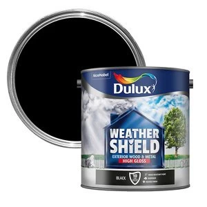 Dulux Weathershield Exterior Black High Gloss Paint 2.5L
