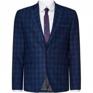 Label Lab Turner Skinny Fit Large Scale Check Suit Jacket - Blue