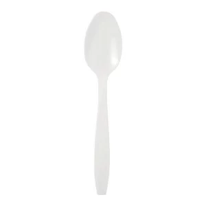 Plastic Dessert Spoon Pack 100 White