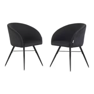 Vittorio LUX Velvet Upholstered Dining Chairs Set of 2 - Midnight - Midnight