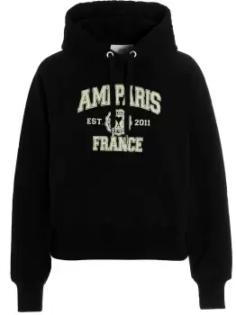 AMI PARIS France Logo Print Hoodie Black/White