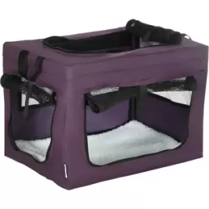 48.5cm Pawhut Foldable Pet Carrier w/ Cushion, for Miniature Dogs - Purple - Purple