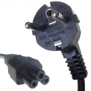 Connekt Gear Black European Schuko Plug Top to IEC C5 Cloverleaf Kettle TV Power Cord Cable - 2 Meter