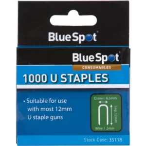 BlueSpot 35118 1000 Piece 12mm U-Staples