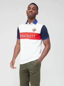 Hackett Hackett Crest Panel Polo Shirt, White, Size L, Men