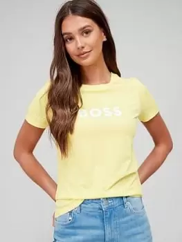 BOSS 100% Cotton Logo T-Shirt - Yellow, Yellow, Size L, Women