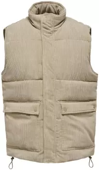 ONLY and SONS ONSCASH Corduroy Puffer Vest Vest beige