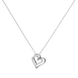 Diamonfire Silver White Zirconia Entwined Hearts Necklace N4240