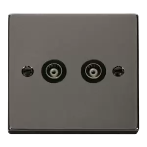Click Scolmore Deco 2 Gang Isolated Co-Axial Socket - VPBN159BK