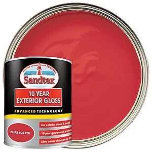Sandtex 10 Year Exterior Gloss Paint - Pillar Box Red 750ml