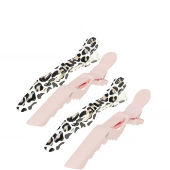 The Vintage Cosmetic Company Shower Sectioning Clips - Pink and Leopard (4 Pack)