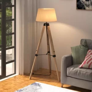 Classic Adjustable Wooden Tripod Floor Lamp, none
