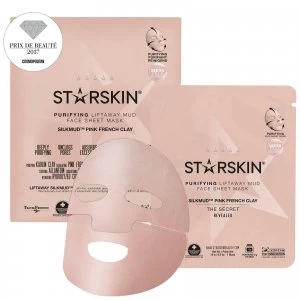 STARSKIN SILKMUD Pink French Clay Purifying Liftaway Mud Face Sheet Mask