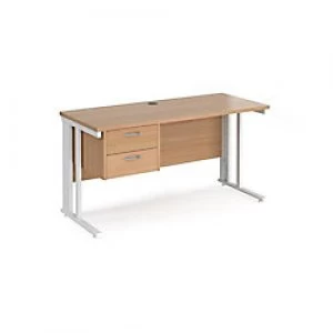 Maestro 25 Desk with Cable Management and 2 Drawer Pedestal Depth 600 mm Walnut