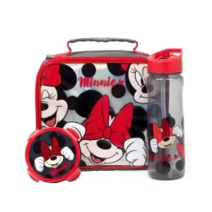 Minnie Mouse Polka Dot Lunch Bag Set (Pack of 3) (One Size) (Red/Grey)