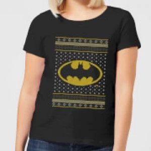 DC Batman Knit Womens Christmas T-Shirt - Black - XL