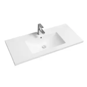 Limoge Mid-edge Ceramic 101Cm Inset Basin With Scooped Bowl