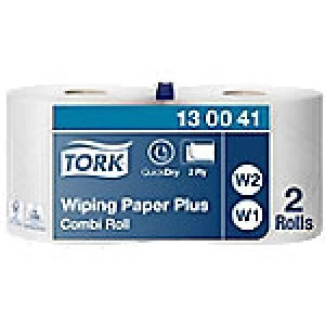Tork Wiping Paper W1, W2 2 Ply Without feather edge White 2 Rolls of 750 Sheets