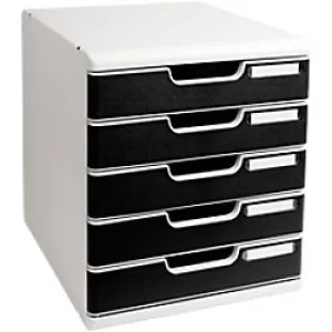 Exacompta Modulo A4 Office, 5 Drawers, Light Grey/Black, Pack of 1