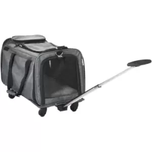 PawHut 4 in 1 Pet Carrier On Wheels for Cats XS Dogs W/ Telescopic Handle, Grey - Grey