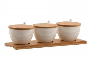 Belleek Living Ripple Three Bowls Set with Tray