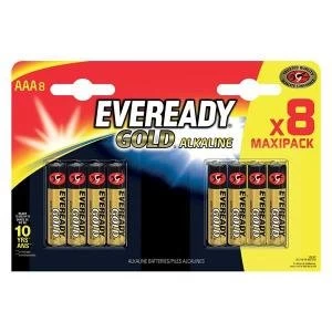 Eveready Gold AAA Alkaline Batteries Pack of 8 E300692200