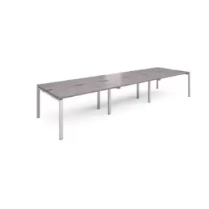 Adapt 6 Person Bench Office Desk - 4200mmx1200mm - Silver - Grey Oak