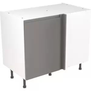 Kitchen Kit Flatpack J-Pull Kitchen Cabinet Base Blind Corner Unit Super Gloss 1000mm in Dust Grey MFC