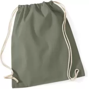 Westford Mill - Cotton Gymsac Bag - 12 Litres (One Size) (Olive)