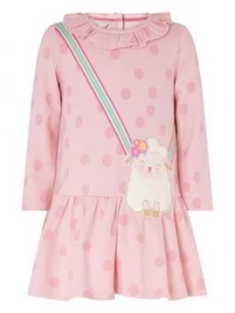Monsoon Baby Girls S.E.W. Cute Sheep Sweat Dress - Pink, Size 12-18 Months