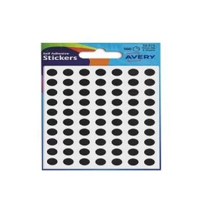 Avery Coloured Labels Round 8mm DIA Black (560 Labels) PK10