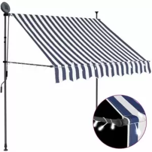 Manual Retractable Awning with LED 100cm Blue and White Vidaxl Blue