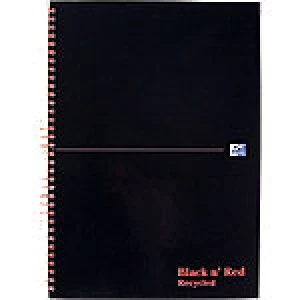 OXFORD Black n' Red Recycled Wirebound Hardback Notebook Ruled A4 140 Pages