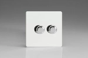 Varilight V-Pro 2 Gang 2-Way 2x250W Dimmer Switch - Screwless Premium White - JDQP252S