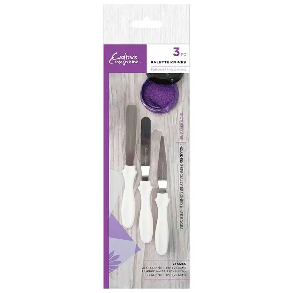 Crafter's Companion Stainless Steel Palette Knives Flat & Angled 8.5" - 8.9" Set of 3