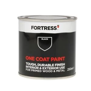 Fortress One coat Black Matt Wood metal Paint 0.25L