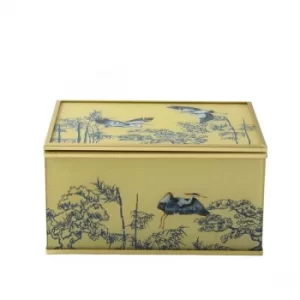 Glass Jewellery Box in Oriental Heron Design with Bevelled Edge