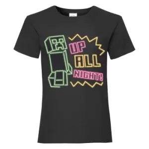 Minecraft Girls Up All Night T-Shirt (7-8 Years) (Black)